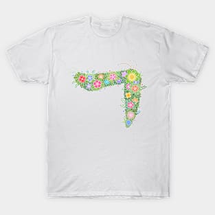 "ㄱ" Floral Letter Hangeul T-Shirt